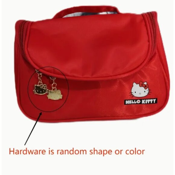 Hello Kitty Large Capacity Red Cosmetic Travel Bag Cute & Functional Makeup - Picture 3 of 6